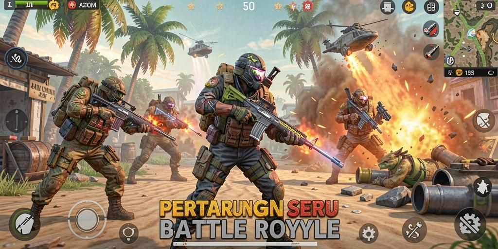 Tampilan mendebarkan dalam gameplay Battle Royale A200M.