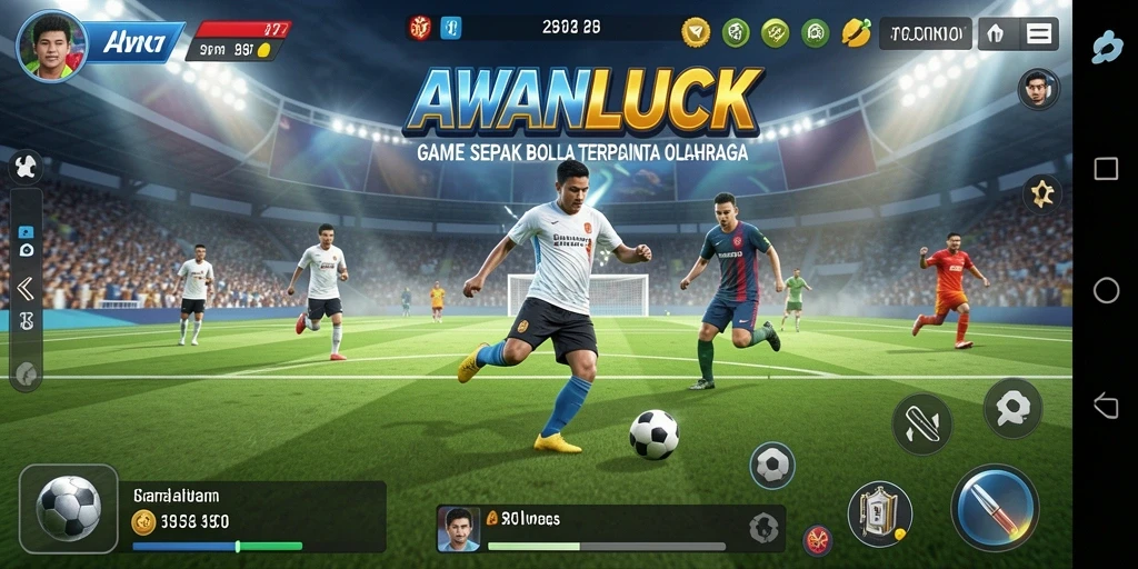 Tampilan menegangkan gameplay sepak bola di AWANLUCK.