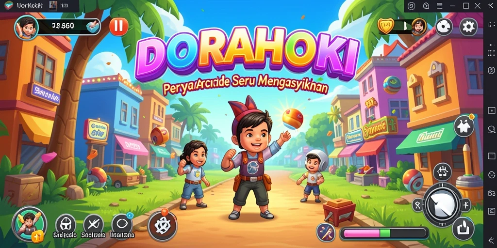 Tangkapan layar DORAHOKI menampilkan gameplay Arcade yang seru dan menarik.