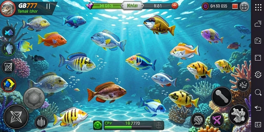 Screenshot utama GB777 menampilkan gameplay seru Tembak Ikan.
