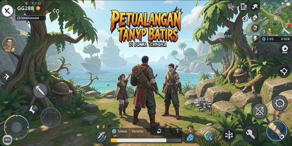 Screenshot gameplay GG288 menampilkan petualangan epik di dunia terbuka.