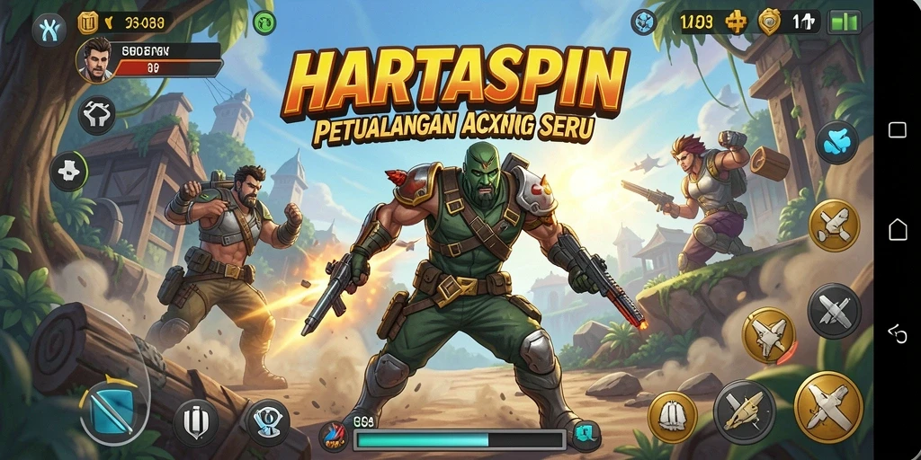 Tampilan aksi seru dalam gameplay HARTASPIN yang menegangkan.