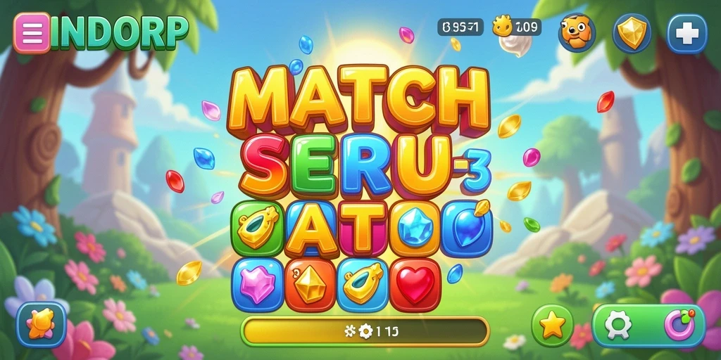 Tampilan gameplay seru dan penuh warna dalam INDORP, permainan Match-3 yang menantang.