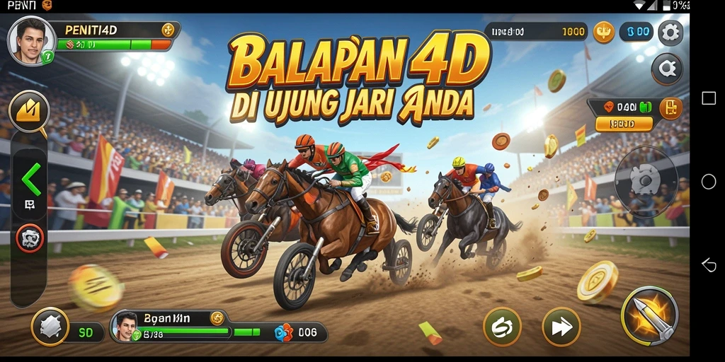 Tampilan gameplay seru dari PENITI4D yang menampilkan aksi balapan.