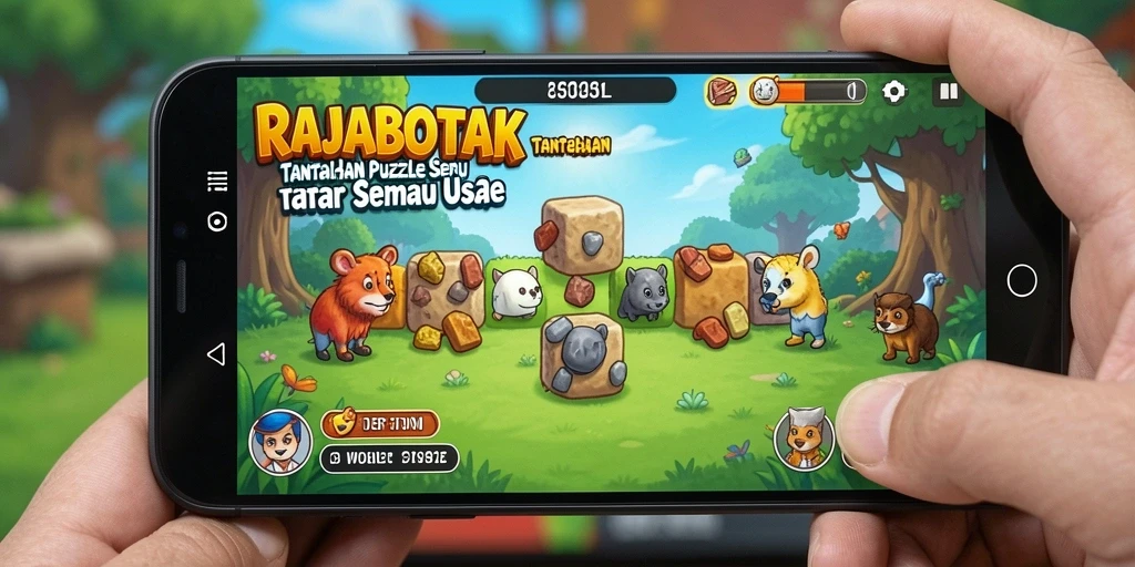 Tampilan menarik dari gameplay puzzle RAJABOTAK yang menantang.