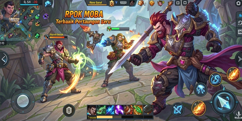 Tampilan gameplay seru dalam <strong>RPOK</strong> yang penuh aksi MOBA.