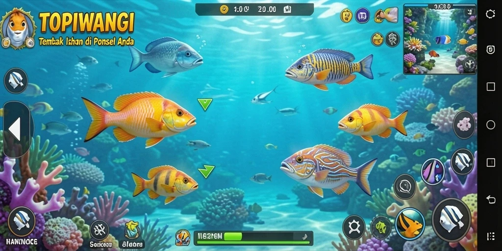 Tampilan gameplay menyenangkan dalam game Tembak Ikan TOPIWANGI.